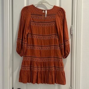 Anthropologie Terracotta Crochet Detail dress